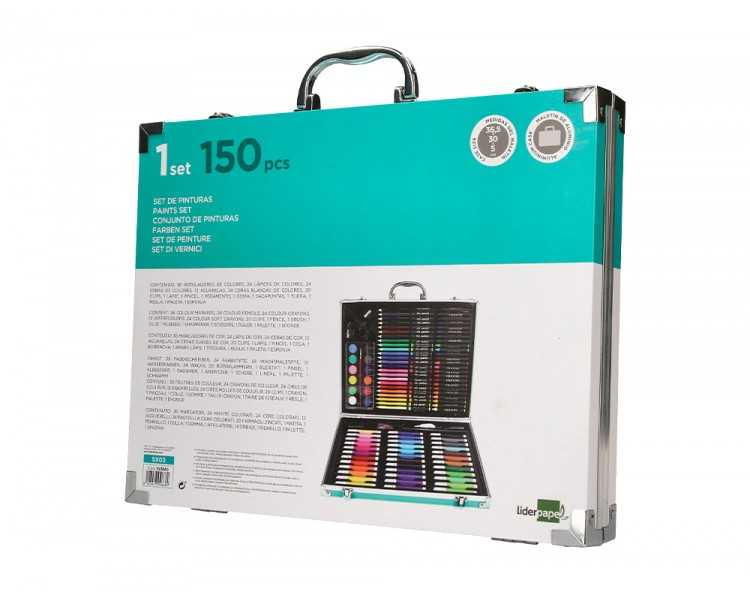 Estuche de pintura liderpapel aluminio 150 piezas maletin 37,8x29,7x4,6 cm