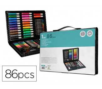 Estuche de pintura liderpapel plastico 86 piezas 34x23x3,2 cm