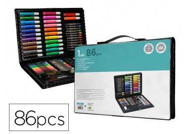Estuche de pintura liderpapel plastico 86 piezas 34x23x3,2 cm