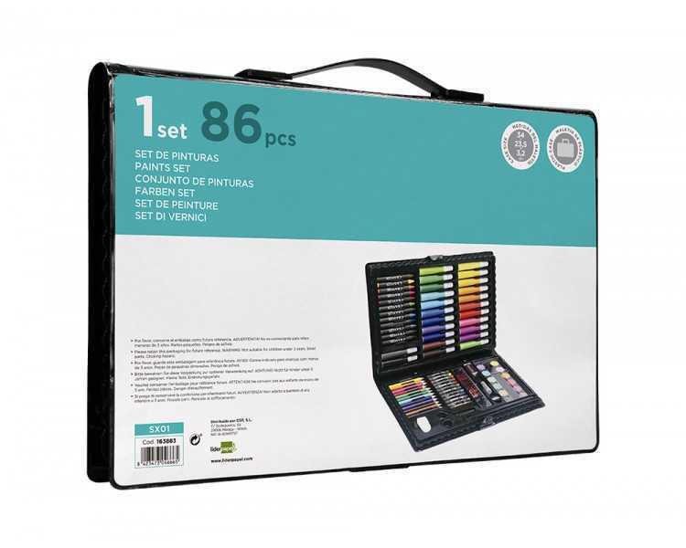 Estuche de pintura liderpapel plastico 86 piezas 34x23x3,2 cm
