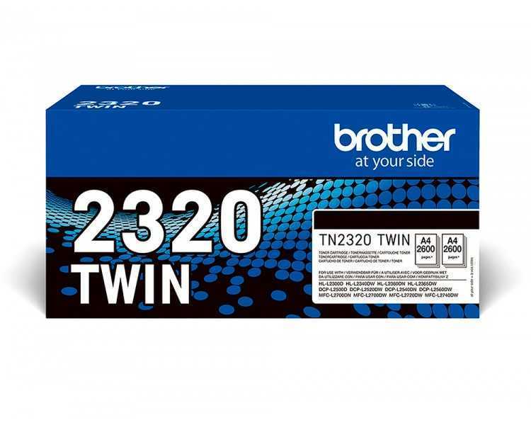 Toner brother tn-2320 dcpl2520dw /2540d/ mfcl2700dw / 2720dw / 2740dw negro 2600 paginas pack 2 unidades