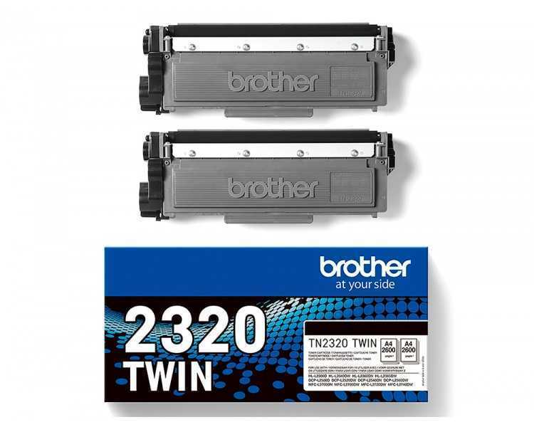Toner brother tn-2320 dcpl2520dw /2540d/ mfcl2700dw / 2720dw / 2740dw negro 2600 paginas pack 2 unidades