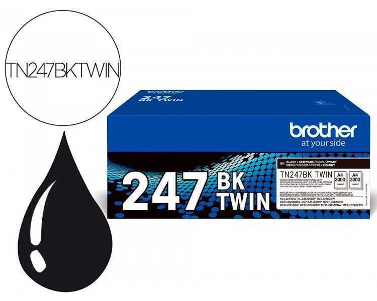 Toner brother tn247bk dcp-l3510cdw / hl-l3270cdw / mfc-l3710cw negro 3000 paginas pack 2 unidades