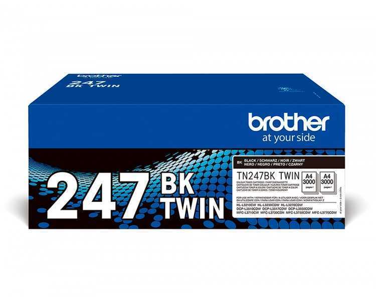 Toner brother tn247bk dcp-l3510cdw / hl-l3270cdw / mfc-l3710cw negro 3000 paginas pack 2 unidades