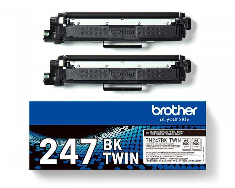 Toner brother tn247bk dcp-l3510cdw / hl-l3270cdw / mfc-l3710cw negro 3000 paginas pack 2 unidades