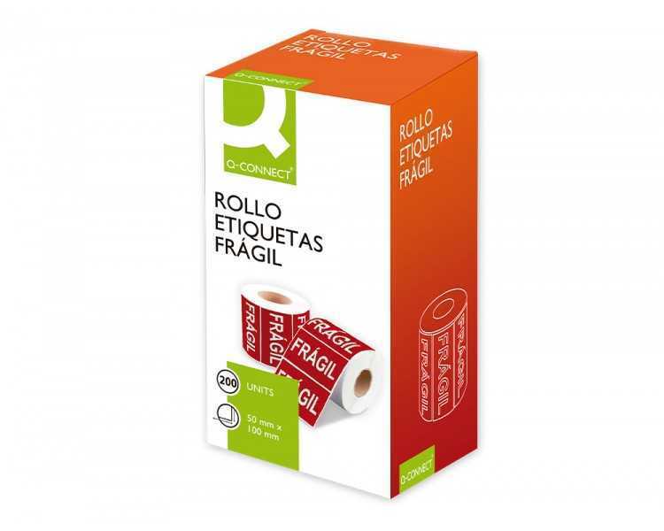 Etiqueta q-connect fragil 50x100 mm rollo de 200 unidades