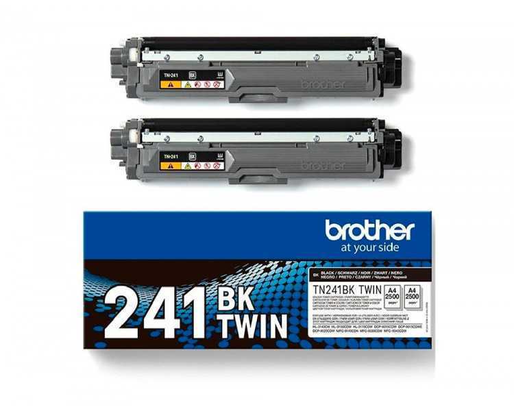 Toner brother tn241bktwin hl3140 / 3170 / 3150 / dcp9020 / mfc9140 / 9330 / 9340 negro 2500 paginas pack