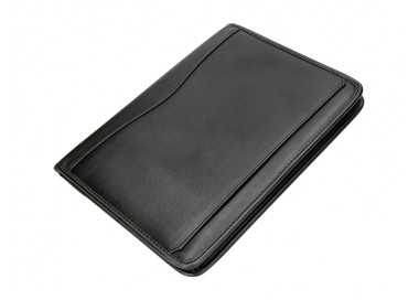 Carpeta portafolios cremallera con bolsa para movil y tarjetero color negro 260x355 mm