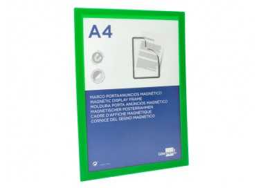 Marco porta anuncios liderpapel magnetico din a4 dorso adhesivo removible color verde