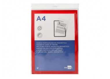 Marco porta anuncios liderpapel magnetico din a4 dorso adhesivo removible color rojo
