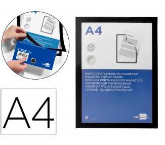 Marco porta anuncios liderpapel magnetico din a4 dorso adhesivo removible color negro
