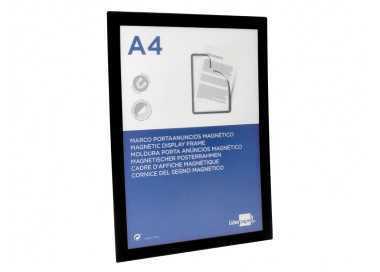 Marco porta anuncios liderpapel magnetico din a4 dorso adhesivo removible color negro