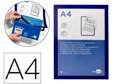 Marco porta anuncios liderpapel magnetico din a4 dorso adhesivo removible color azul