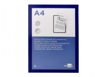 Marco porta anuncios liderpapel magnetico din a4 dorso adhesivo removible color azul