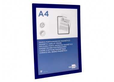 Marco porta anuncios liderpapel magnetico din a4 dorso adhesivo removible color azul