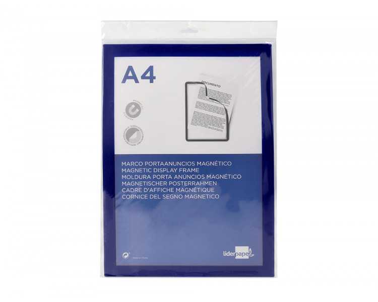Marco porta anuncios liderpapel magnetico din a4 dorso adhesivo removible color azul