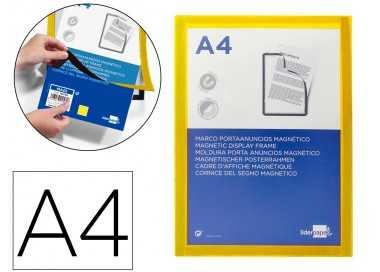 Marco porta anuncios liderpapel magnetico din a4 dorso adhesivo removible color amarillo