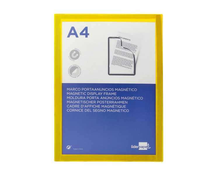 Marco porta anuncios liderpapel magnetico din a4 dorso adhesivo removible color amarillo