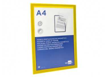 Marco porta anuncios liderpapel magnetico din a4 dorso adhesivo removible color amarillo
