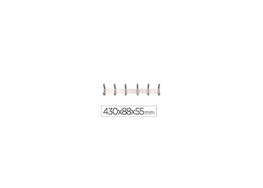 Perchero liderpapel pared metalico 6 colgadores color plata mate 430x88x55 mm