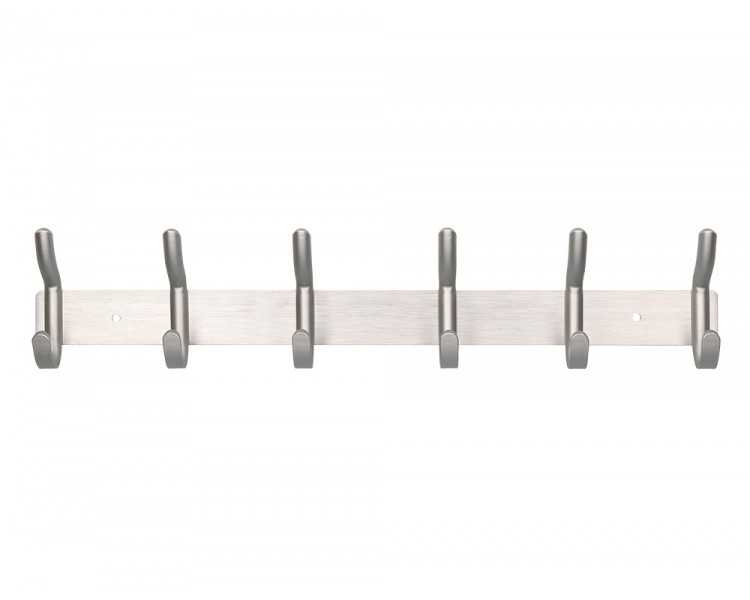 Perchero liderpapel pared metalico 6 colgadores color plata mate 430x88x55 mm