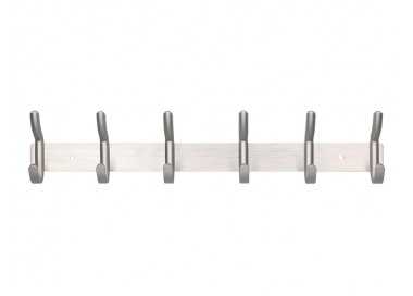 Perchero liderpapel pared metalico 6 colgadores color plata mate 430x88x55 mm