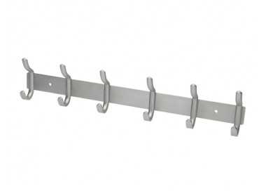 Perchero liderpapel pared metalico 6 colgadores color plata mate 430x88x55 mm