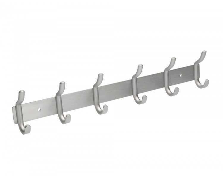 Perchero liderpapel pared metalico 6 colgadores color plata mate 430x88x55 mm