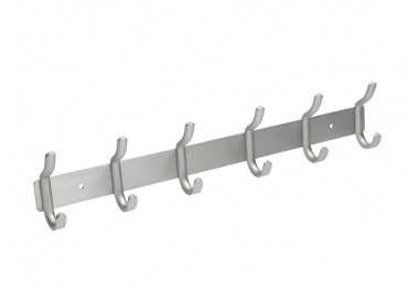 Perchero liderpapel pared metalico 6 colgadores color plata mate 430x88x55 mm