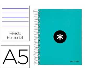 Cuaderno espiral a5 micro antartik tapa forrada120h 100 gr horizontal 5 banda6 taladros color menta