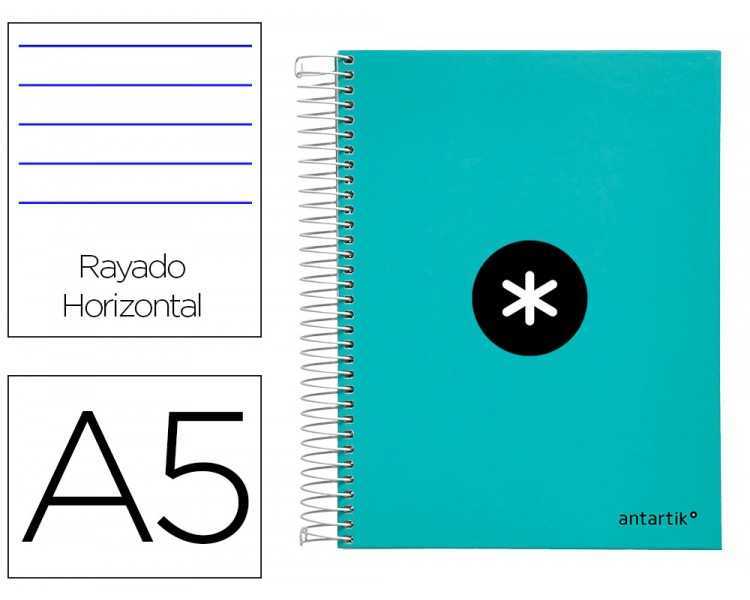 Cuaderno espiral a5 micro antartik tapa forrada120h 100 gr horizontal 5 banda6 taladros color menta