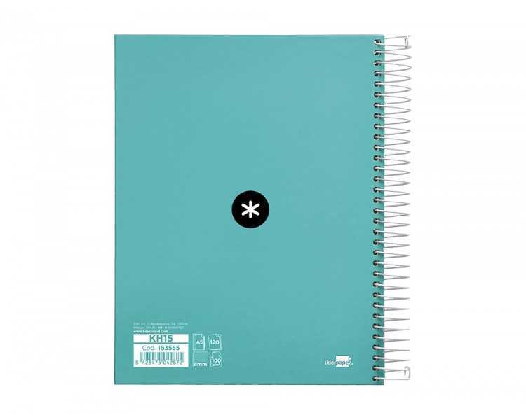 Cuaderno espiral a5 micro antartik tapa forrada120h 100 gr horizontal 5 banda6 taladros color menta
