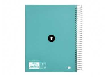 Cuaderno espiral a5 micro antartik tapa forrada120h 100 gr horizontal 5 banda6 taladros color menta Cuaderno espiral a5 micro antartik tapa forrada120h 100 gr horizontal 5 banda6 taladros color menta