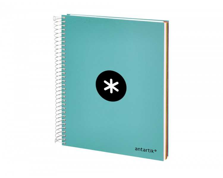 Cuaderno espiral a5 micro antartik tapa forrada120h 100 gr horizontal 5 banda6 taladros color menta