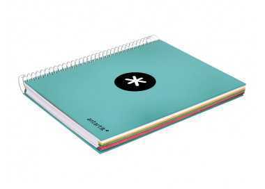 Cuaderno espiral a5 micro antartik tapa forrada120h 100 gr horizontal 5 banda6 taladros color menta Cuaderno espiral a5 micro antartik tapa forrada120h 100 gr horizontal 5 banda6 taladros color menta
