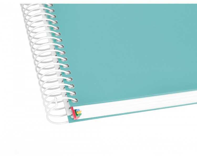 Cuaderno espiral a5 micro antartik tapa forrada120h 100 gr horizontal 5 banda6 taladros color menta