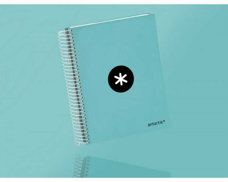 Cuaderno espiral a5 micro antartik tapa forrada120h 100 gr horizontal 5 banda6 taladros color menta