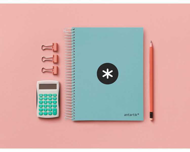 Cuaderno espiral a5 micro antartik tapa forrada120h 100 gr horizontal 5 banda6 taladros color menta