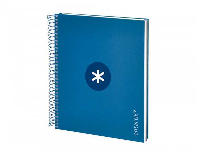 Cuaderno espiral a5 micro antartik tapa forrada120h 90 gr cuadro 5mm 5 bandas6 taladros color azul oscuro