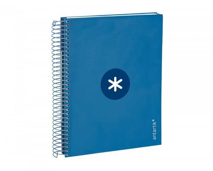 Cuaderno espiral a5 micro antartik tapa forrada120h 90 gr cuadro 5mm 5 bandas6 taladros color azul oscuro