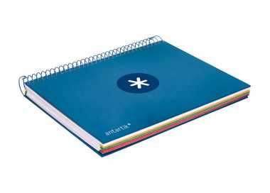 Cuaderno espiral a5 micro antartik tapa forrada120h 90 gr cuadro 5mm 5 bandas6 taladros color azul oscuro