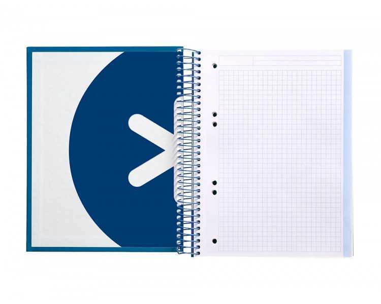 Cuaderno espiral a5 micro antartik tapa forrada120h 90 gr cuadro 5mm 5 bandas6 taladros color azul oscuro