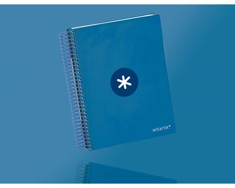 Cuaderno espiral a5 micro antartik tapa forrada120h 90 gr cuadro 5mm 5 bandas6 taladros color azul oscuro