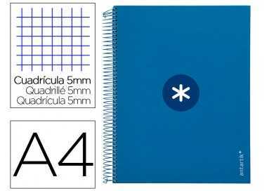 Cuaderno espiral a4 micro antartik tapa forrada 120h 90 gr cuadro 5mm 5 bandas 4 taladros color azul marino