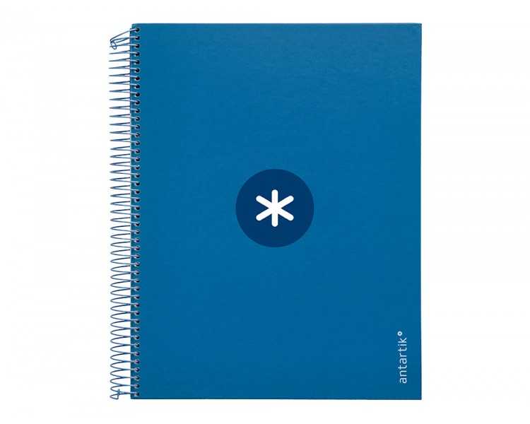 Cuaderno espiral a4 micro antartik tapa forrada 120h 90 gr cuadro 5mm 5 bandas 4 taladros color azul marino