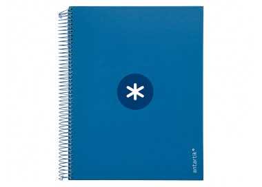 Cuaderno espiral a4 micro antartik tapa forrada 120h 90 gr cuadro 5mm 5 bandas 4 taladros color azul marino