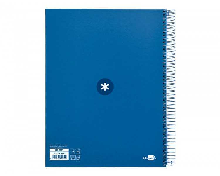 Cuaderno espiral a4 micro antartik tapa forrada 120h 90 gr cuadro 5mm 5 bandas 4 taladros color azul marino