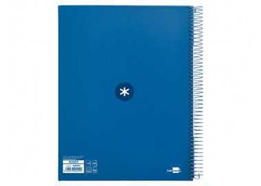 Cuaderno espiral a4 micro antartik tapa forrada 120h 90 gr cuadro 5mm 5 bandas 4 taladros color azul marino