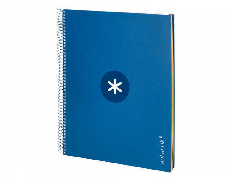 Cuaderno espiral a4 micro antartik tapa forrada 120h 90 gr cuadro 5mm 5 bandas 4 taladros color azul marino