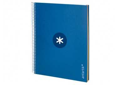 Cuaderno espiral a4 micro antartik tapa forrada 120h 90 gr cuadro 5mm 5 bandas 4 taladros color azul marino